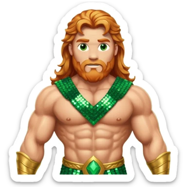 Hercules, God of Heroes from Gods and Goddesses with long reddish blonde hair, bronze and green sequin outfit sticker
