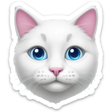 white cat with a pink bow and blue eyes sticker