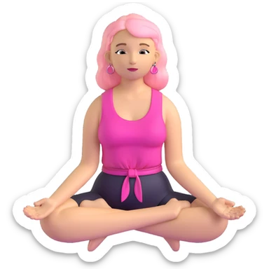 blonde angel woman with long hair meditating with pink hair clips sticker