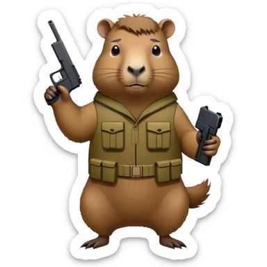 Capybara army with glock 17 sticker