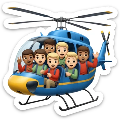 Eight boys in a helicopter  sticker
