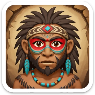 cave man with ritual mask sticker