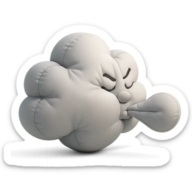 cloud blowing wind, soft plush cushion style sticker