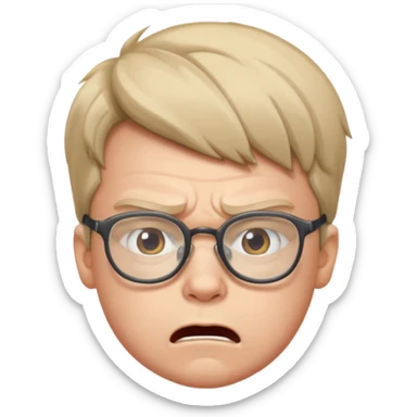 aggressive boy with glasses sticker