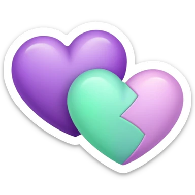 Two-hearts-coloured-light-pastel-shade green color and purple sticker