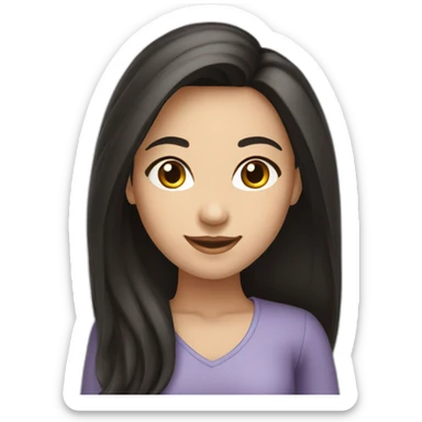 Smiling-Fair-skin-elegant-girl-with-long-dark-hair sticker