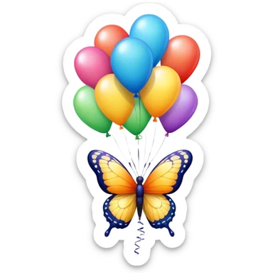 Butterfly ￼ with congratulations balloons ￼ sticker