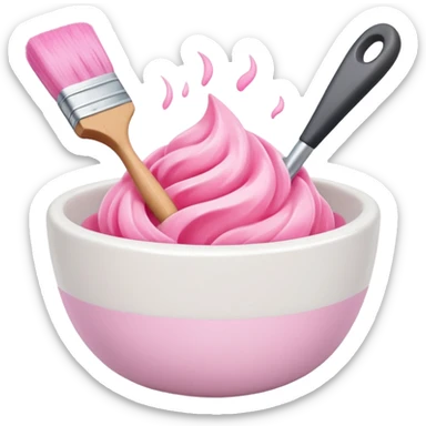 pink brush Mixing bowl sticker