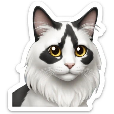 Black and white cat with long hair sticker