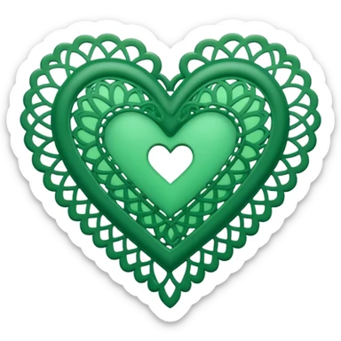 green lace heart sticker