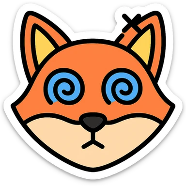 dizzy fox with spiral eyes sticker
