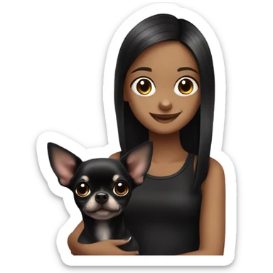 Cute black chihuahua with cute girl sticker