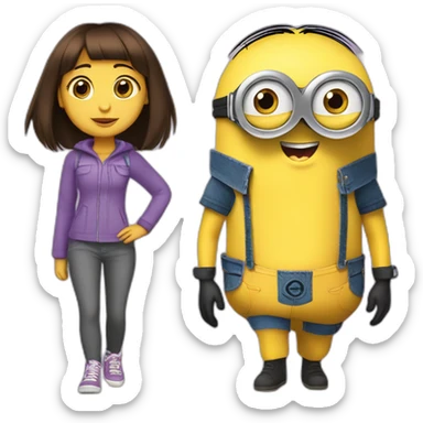 Combination of dora the explorer and minion full body sticker