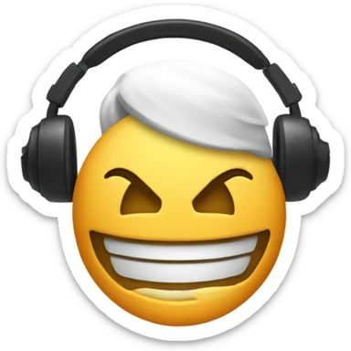 default apple smile emoji with headphones circle head non human sticker