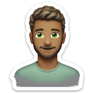 21 year old man, with trimmed beard, green eyes, short hair sticker
