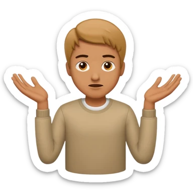 a man making the gesture of shrugging his shoulders sticker