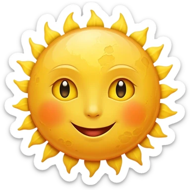 big sun with small tiny yellow moon moon beside it  tiny moon beside it smiling sticker