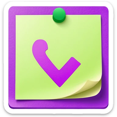 purple post-it note with green checkmark sticker
