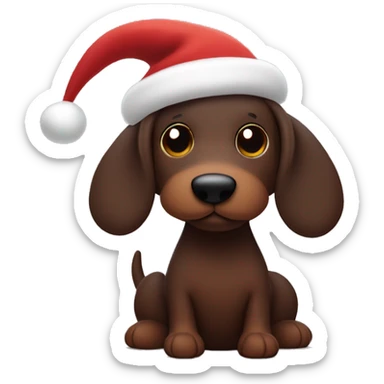 Dark brown Jellycat sausage dog with Christmas hat  sticker