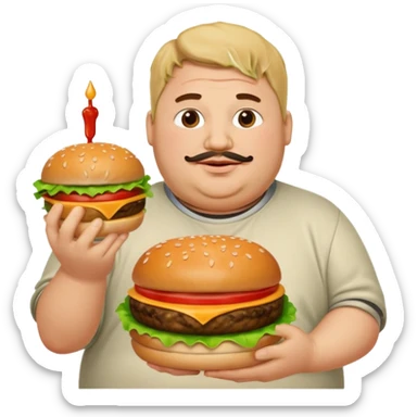fat guy holding burger sticker