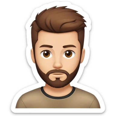 Trendy haircut Caucasian boy beard edgy brown hair sticker