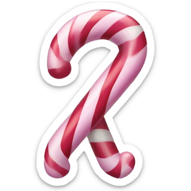 Pink Heart shaped candy cane sticker