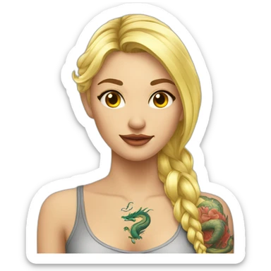 femme blonde avec tatouages de dragon sur le torse sticker