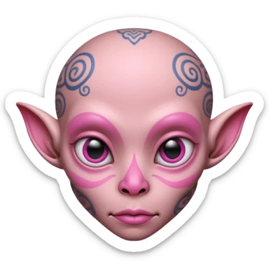 tatted pink alien head sticker