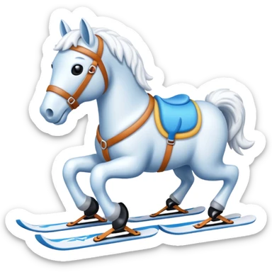 A snow horse made of snow with ski sticker