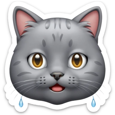 Tearful cat crying head sticker