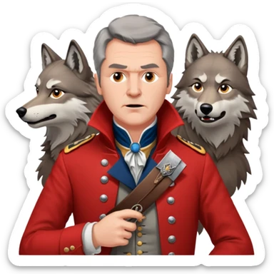 Loyalist Patrick Ferguson at the Revolutionary war Battle of Kings Mountain, with Wolves around him. sticker