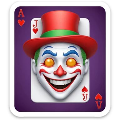 poker card with a crazy jolly joker sticker