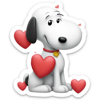 snoopy with hearts sticker