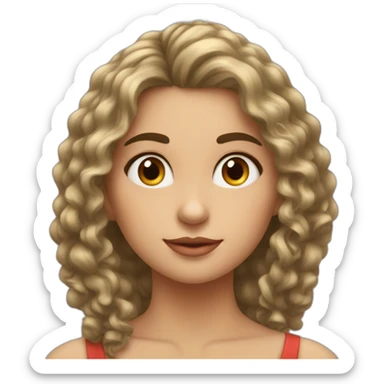 Quiero un emoji mujer morena pelo rizado media melena sticker