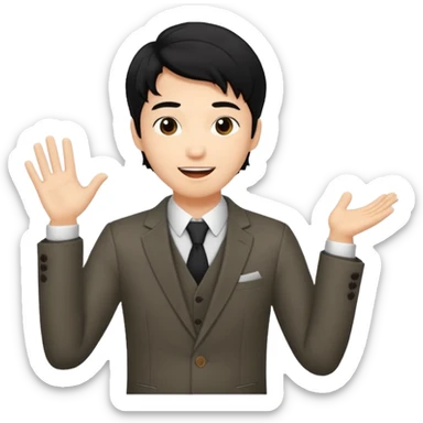 Asian guy wavy hair, dressed stylish, demure but excited for date tonight  sticker