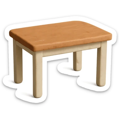 rectangle kitchen table with white legs and light wood top in matte plasticine claymation style with visible fingerprints and pastel colors sticker
