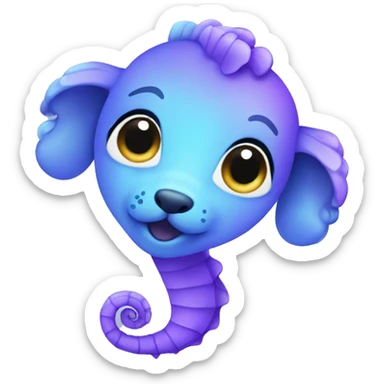 Purple-blue seahorse mixed with a puppy sticker