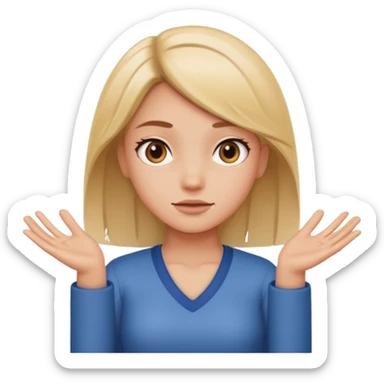 A girl shrugging his shoulders with a 6 above his left hand and a 7 above his right hand. sticker