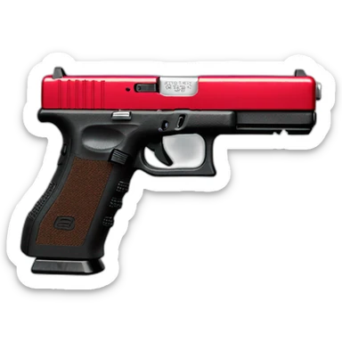 Glock 17 pistol with extended magazine and red bean sticker