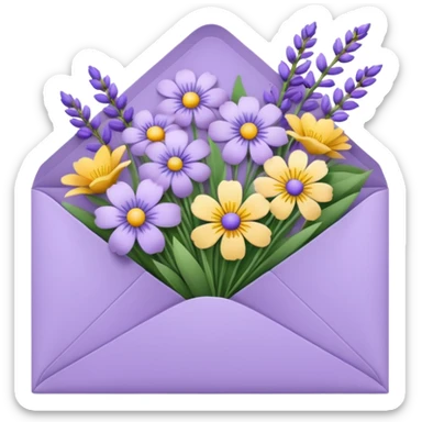 Lavender envelope with flowers inside  sticker