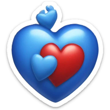 corazón azul y rojo sticker
