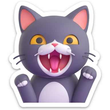cute cat with open mouth, shouting 'Help!', dramatic pose sticker
