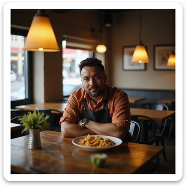 An Indian restaurant owner sticker