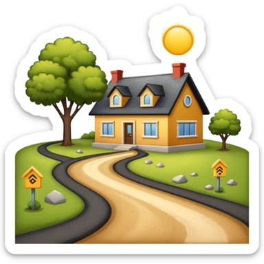 small road with home sticker