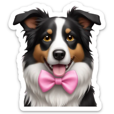 Border collie dog with pink bow sticker