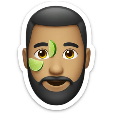 black beard hair shaved boy with mojito sticker