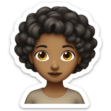 Brown girl with black hair and brown eyes sticker