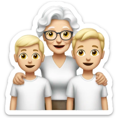 White grandma with 2 blonde grandsons  sticker