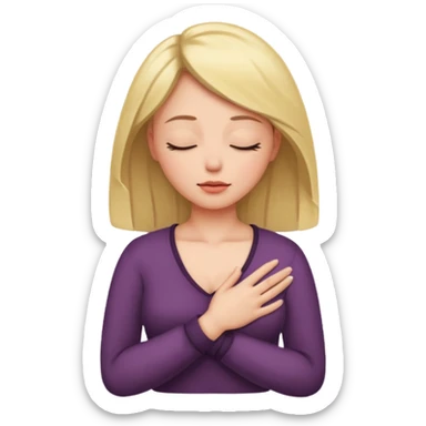 una mano en pecho ojos cerrados mujer sticker