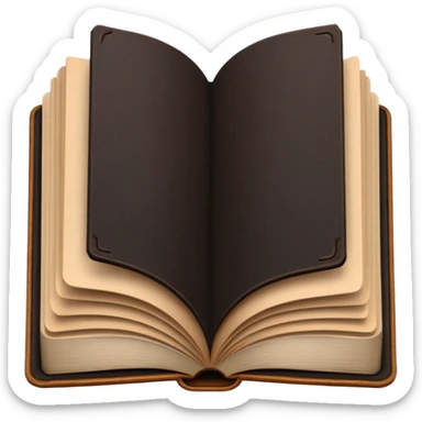 open brown book with completely empty, black pages sticker